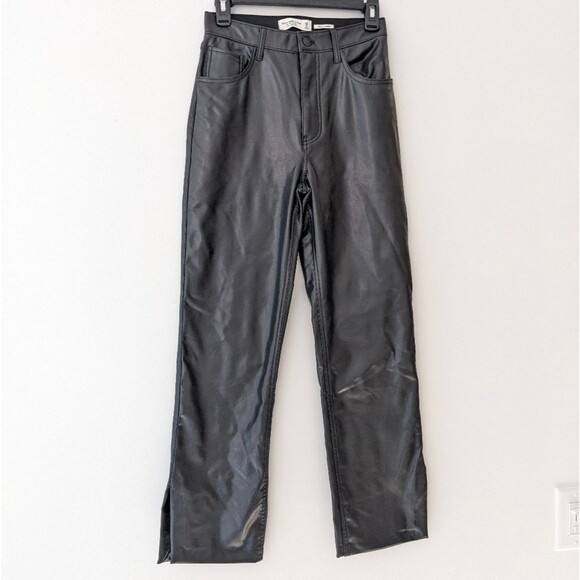 Abercrombie & Fitch Vegan Leather 90’s Straight Ultra High Rise size 6/28 NEW - Picture 3 of 8